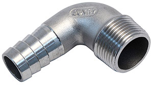 90 Deg. Stainless Steel 3/4" NPT x 3/4" Hose Fitting