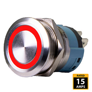 Push Button Illuminated Switch - 15A - Red