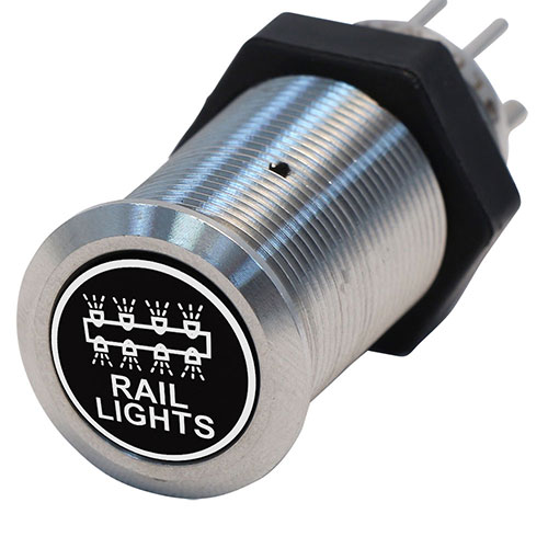 Bluewater 19mm Switch with Rail Lights Laser Logo, On / Off Function