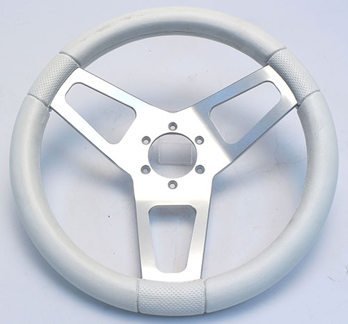 13-1/2" White MPI Ovale Steering Wheel - Flawed