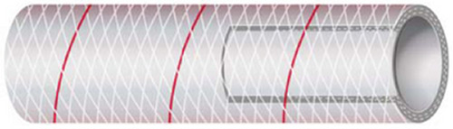 Clear Reinforced PVC Tubing, 1/2" x 50' w/Red Tracer"